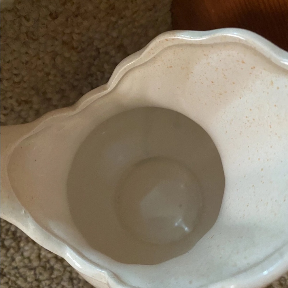 Vintage Enesco Cream Ceramic Pitcher with Blue Floral Design - Picture 8 of 11